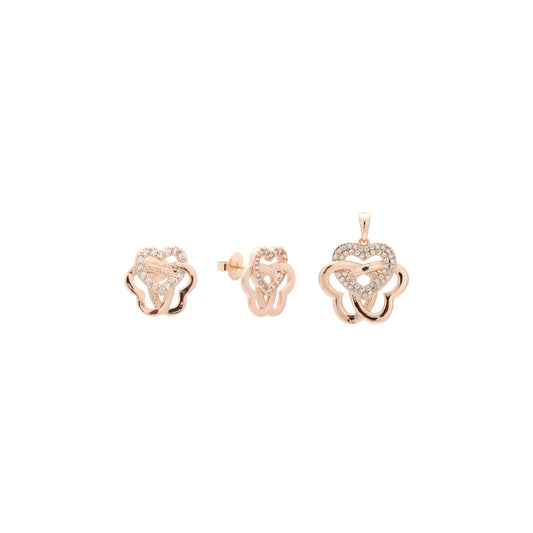 Heart clover set plated in 14K Gold, Rose Gold