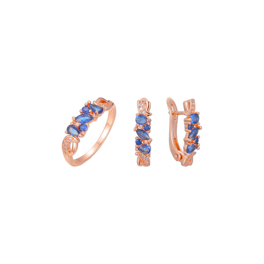 Luxurious cluster rings jewelry set plated in Rose Gold colors