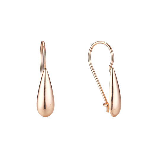 .Rose Gold teardrop wire hook earrings