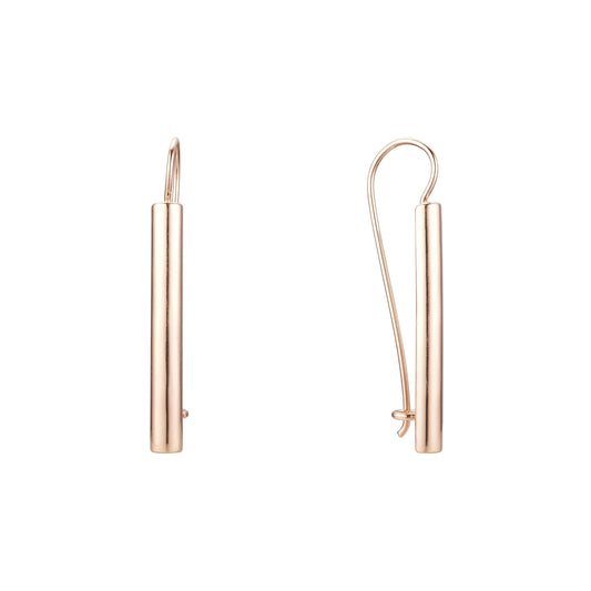 .Rose Gold long bar wire hook earrings
