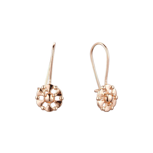 Rose Gold flower wire hook earrings
