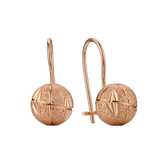 Rose Gold lantern beads wire hook earrings