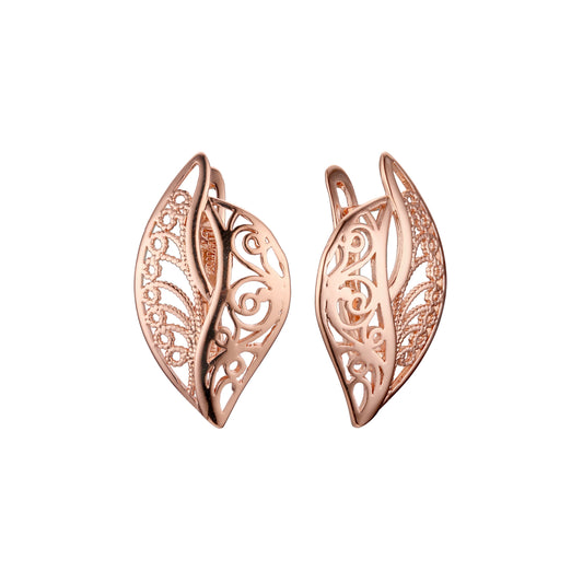 .Filigree earrings in Rose Gold, two tone plating colors