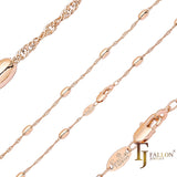 Oval Beads Singapore link chains plated in 14K Gold, Rose Gold, two tone, White Gold