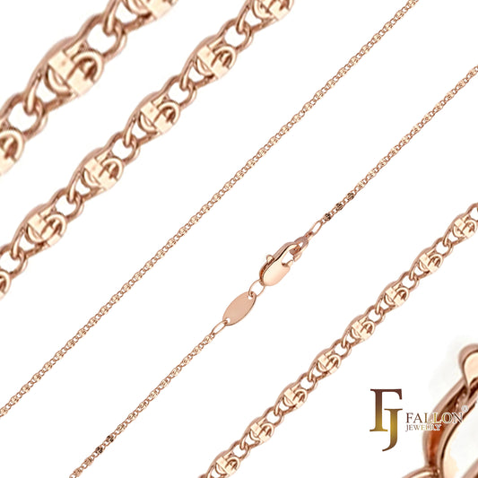 Ultra thin snail bound link chains plated in 14K Gold, Rose Gold [Special]