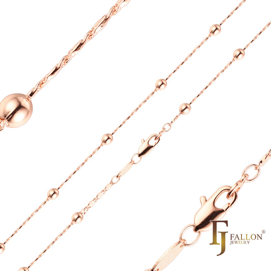 Beads thin Snail link chains plated in Rose Gold