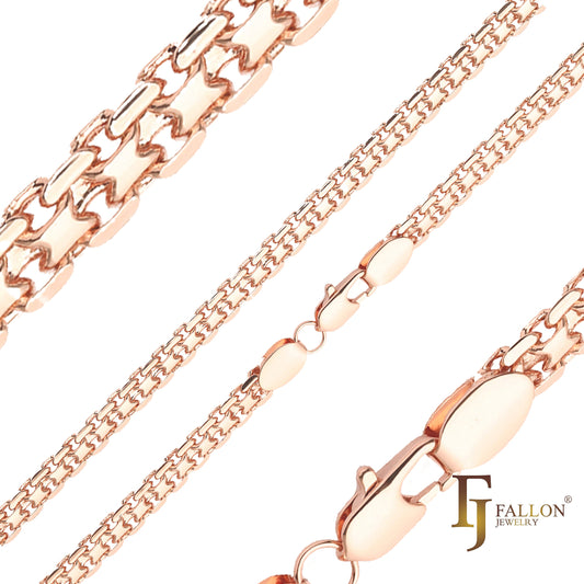 .Bismarck weaving anchor double link chains plated in Rose Gold