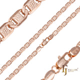 Mariner link curved hammered chains plated in 14K Gold, Rose Gold, two tone