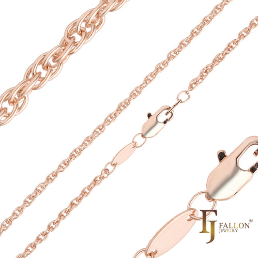 Classic White Gold, 14K Gold, Rose Gold Rope chains