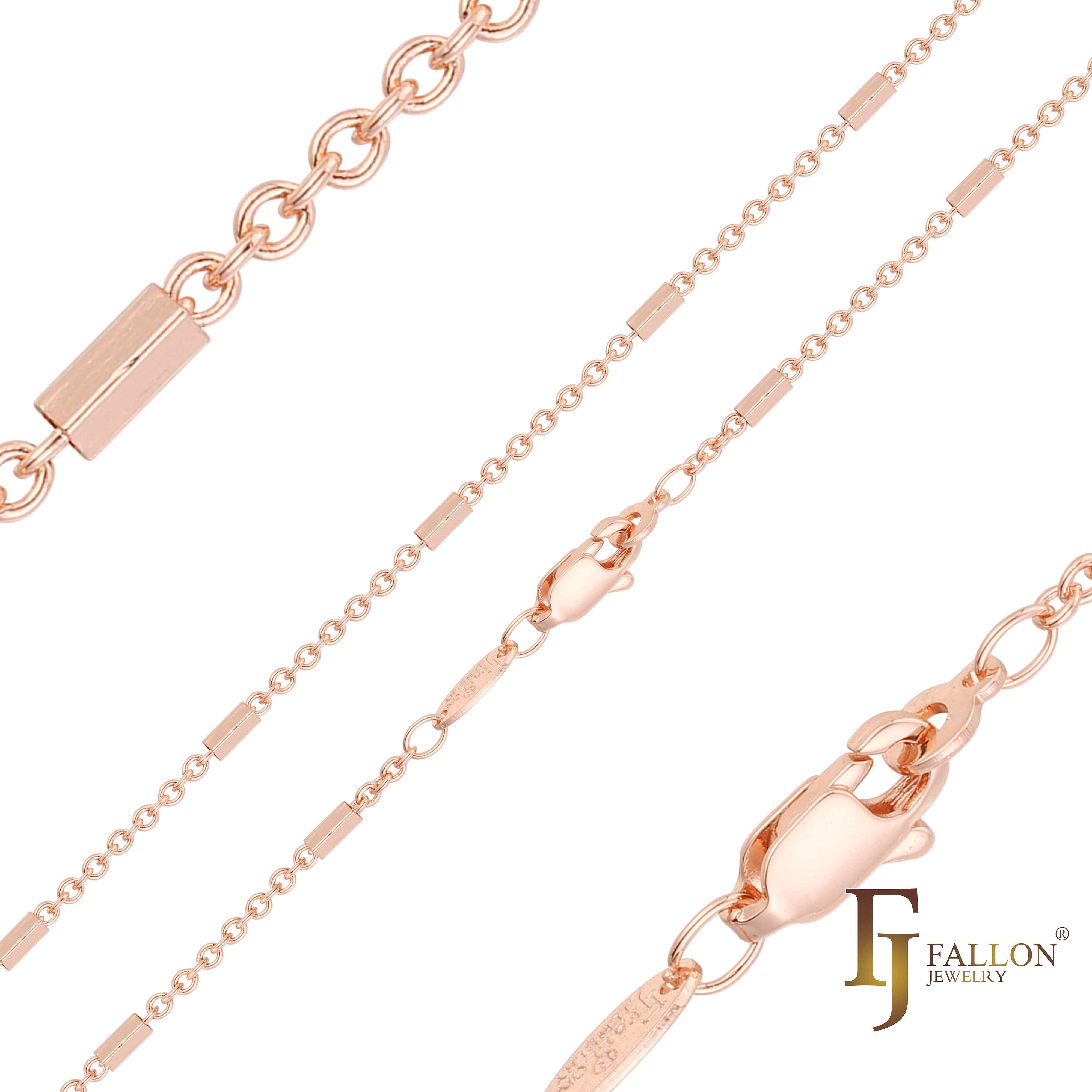 Cable rolo lock link chains plated in Rose Gold
