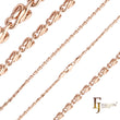 Snail cable link flank hammered chains plated in Rose Gold, White Gold