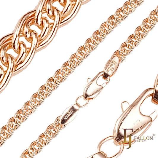 Double cable link Nonna weaving chains plated in 14K Gold, Rose Gold