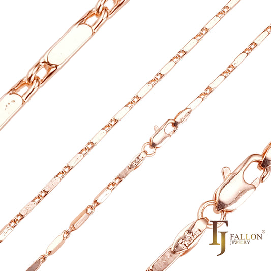 Elongated edged glossy solid snail link Rose Gold chains