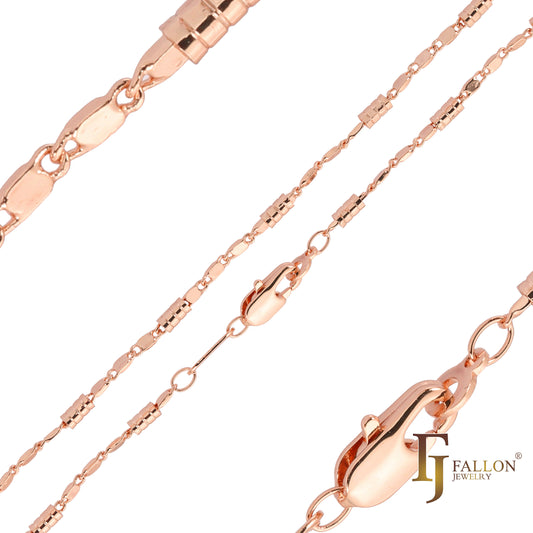 {Customize} Solid snail mixed 3-slashes barrel fancy link chains plated in 14K Gold, Rose Gold