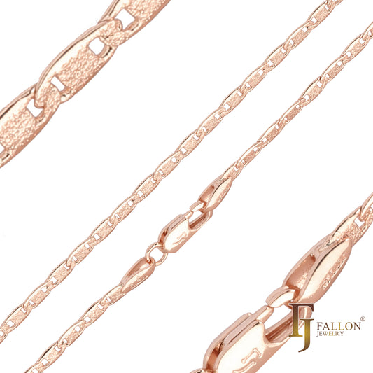 Mariner link chains plated in 14K Gold, Rose Gold