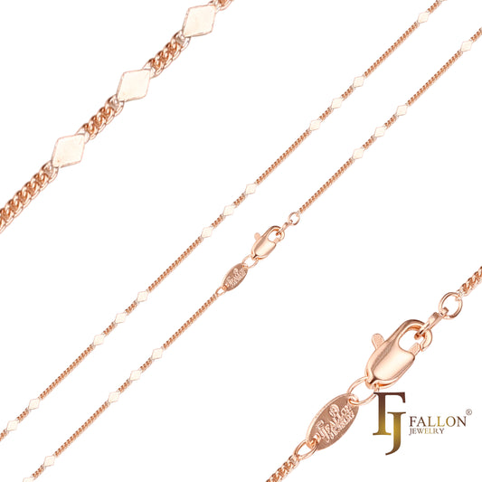 {Potential} Fancy cable link with triple rhombus chains plated in Rose Gold, two tone