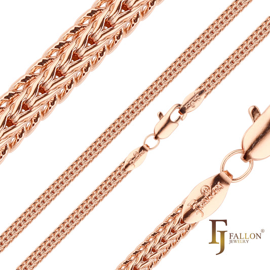 Foxtail link chains plated in Rose Gold