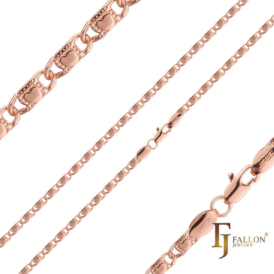 {Customize} Rose Gold Solid snail heart link chains