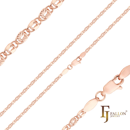Snail link keyhole lock half star chains plated in Rose Gold