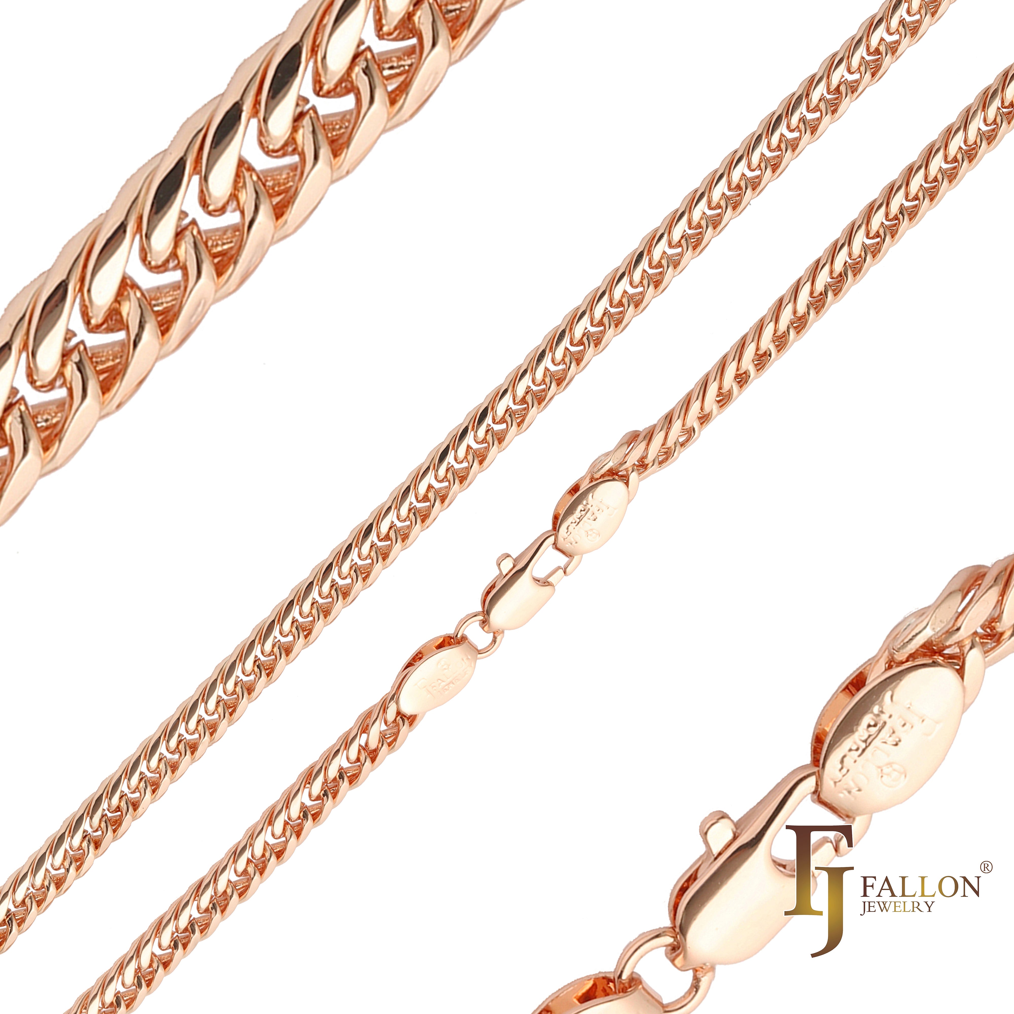 Cuban triple link chains plated in White Gold, 14K Gold, Rose Gold, 18K Gold