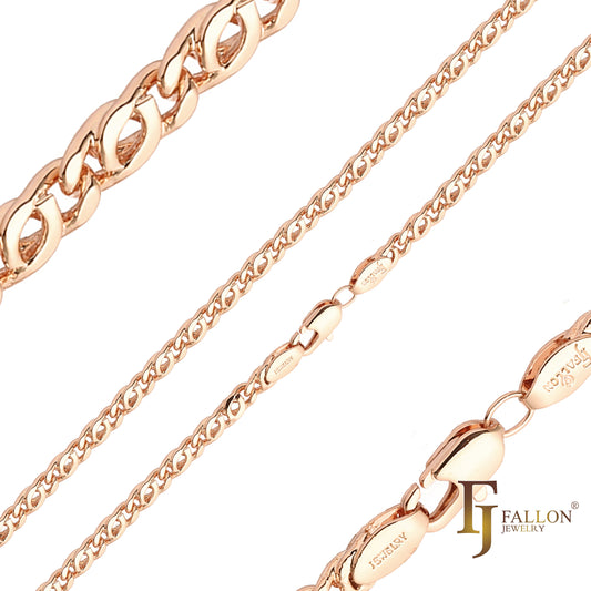 Snail Marquise link chains plated in 14K Gold, Rose Gold, two tone [Special]