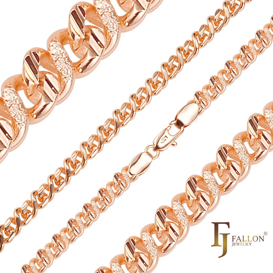 Classic Infinity 8 hammered link chains plated in 14K Gold, Rose Gold
