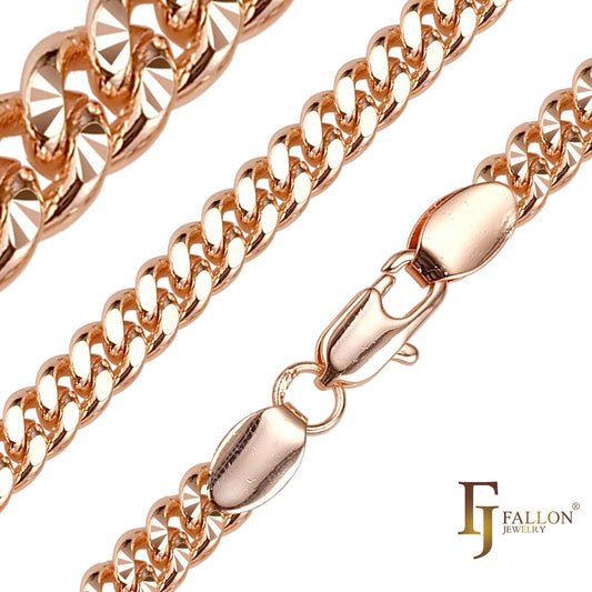 Classic Miami Style star hammered Cuban link chains plated in Rose Gold
