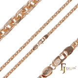 Italian Anchor cable link chains plated in White Gold, 14K Gold, Rose Gold