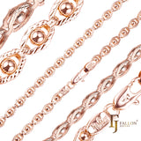 Eyes beads fancy link chains plated in 14K Gold, Rose Gold, two tone