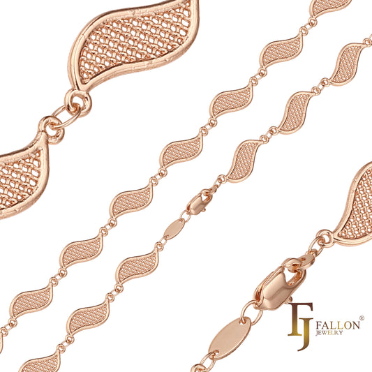 {Customize} Fancy leaves link chains plated in Rose Gold