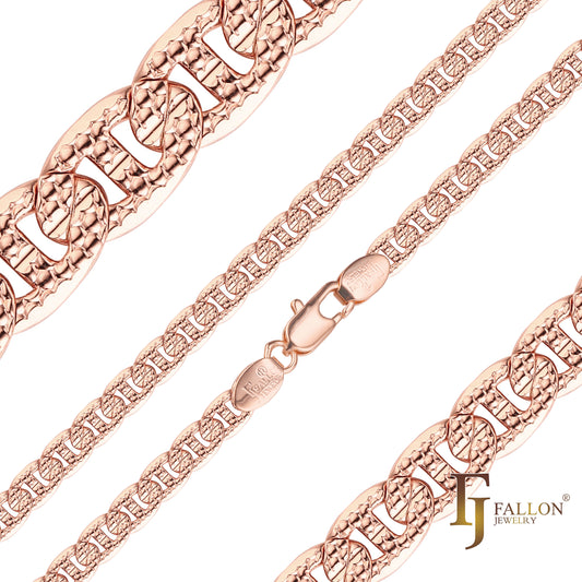 Oval Mariner link hammered chains plated in Rose Gold