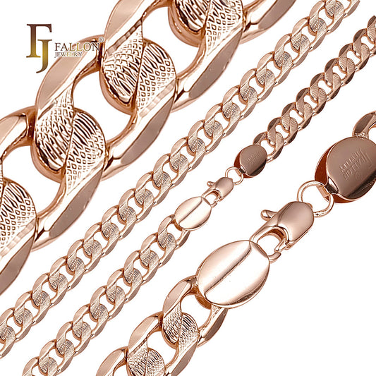 Ripple hammered Curb chains plated in Rose Gold, two tone
