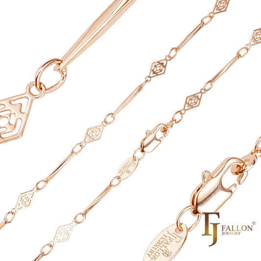 {Customize} Fancy bar link chains plated in Rose Gold