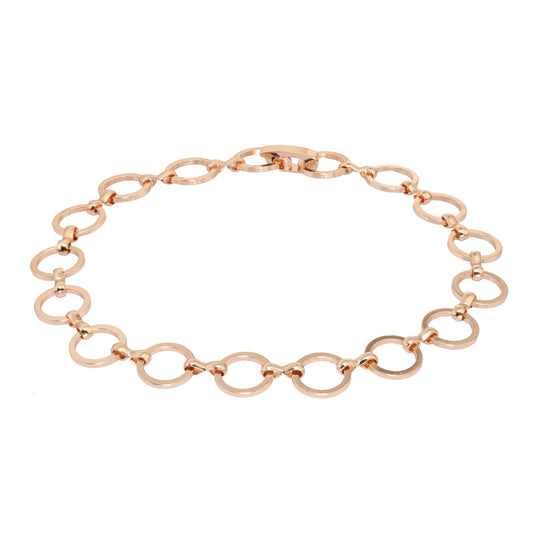Square edged round circle link Rose Gold bracelets