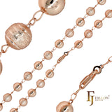 Beads chains plated in Rose Gold, 14K Gold, three tone