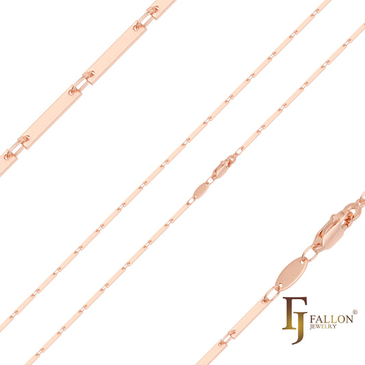 {Customize} Thin rectangular fancy bar link chains plated in Rose Gold