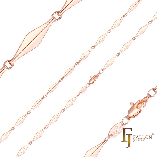 {Customize} Elongated Rhombus fancy link Rose Gold chains