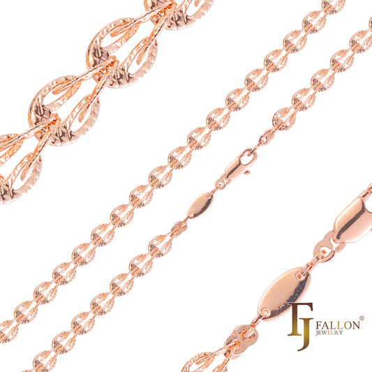 {Customize} Phoenix Tail fancy link Chains plated in 14K Gold, Rose Gold