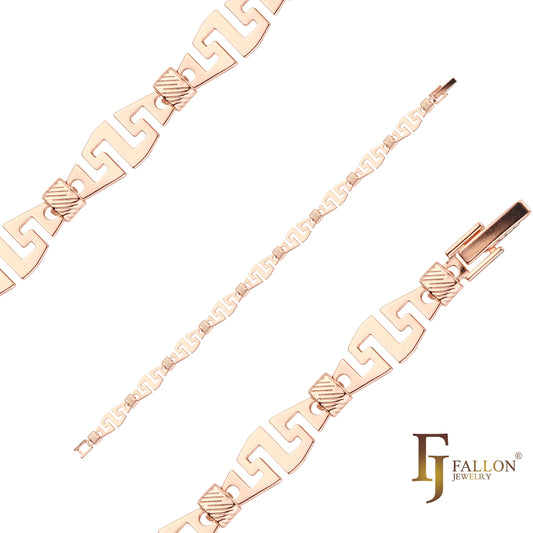 Fancy Greca link bracelets plated in Rose Gold colors