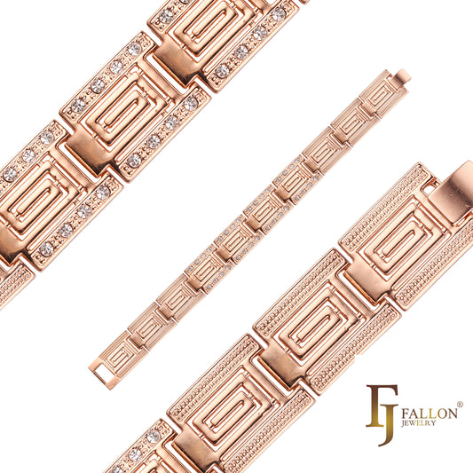 Fancy Greca link Bracelets plated in Rose Gold colors