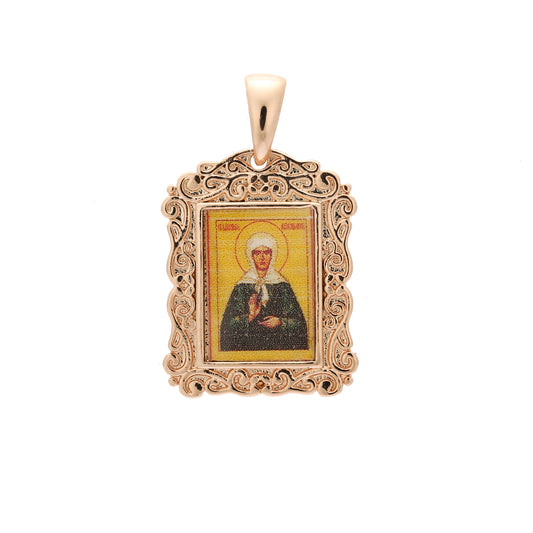 Portrait of Saint Matrona Rose Gold pendant