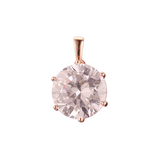 Solitaire big stone pendant Rose Gold, 14K Gold plating colors