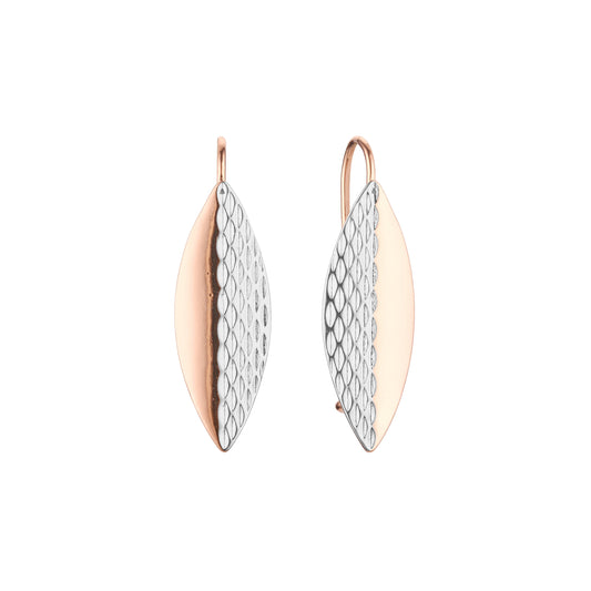 Wire hook earrings in Rose Gold, two tone plating colors