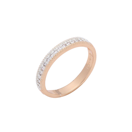 Paved white CZs Rose Gold two tone Rings