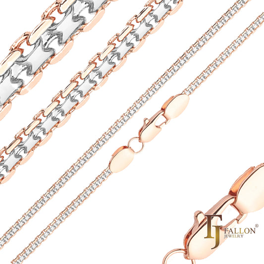 .Bismarck weaving anchor double link chains plated in Rose Gold two tone