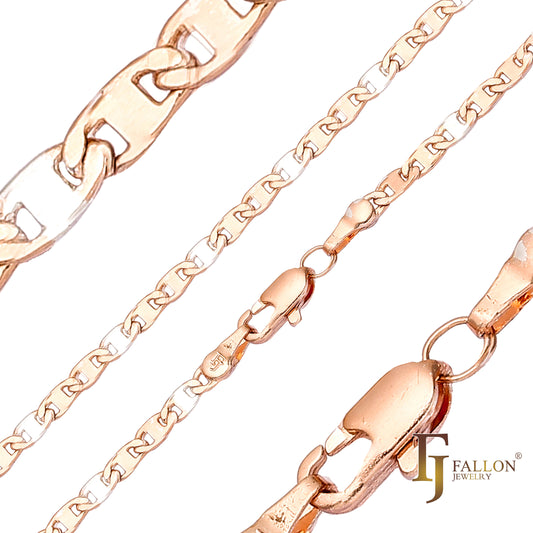 {Customize} Mariner curved link chains plated in 14K Gold, Rose Gold two tone