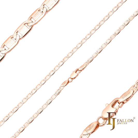 Rose Gold two tone Mariner link hammered chains