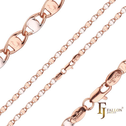 Oval Mariner cable chains plated in Rose Gold two tone