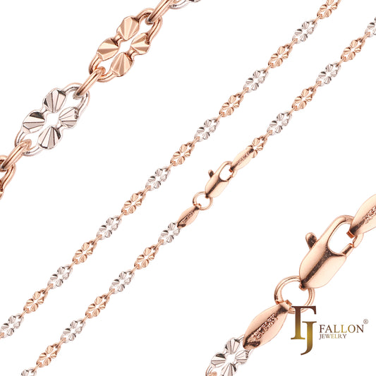 Sunburst Sequin Chains plated in Rose Gold, two tone
