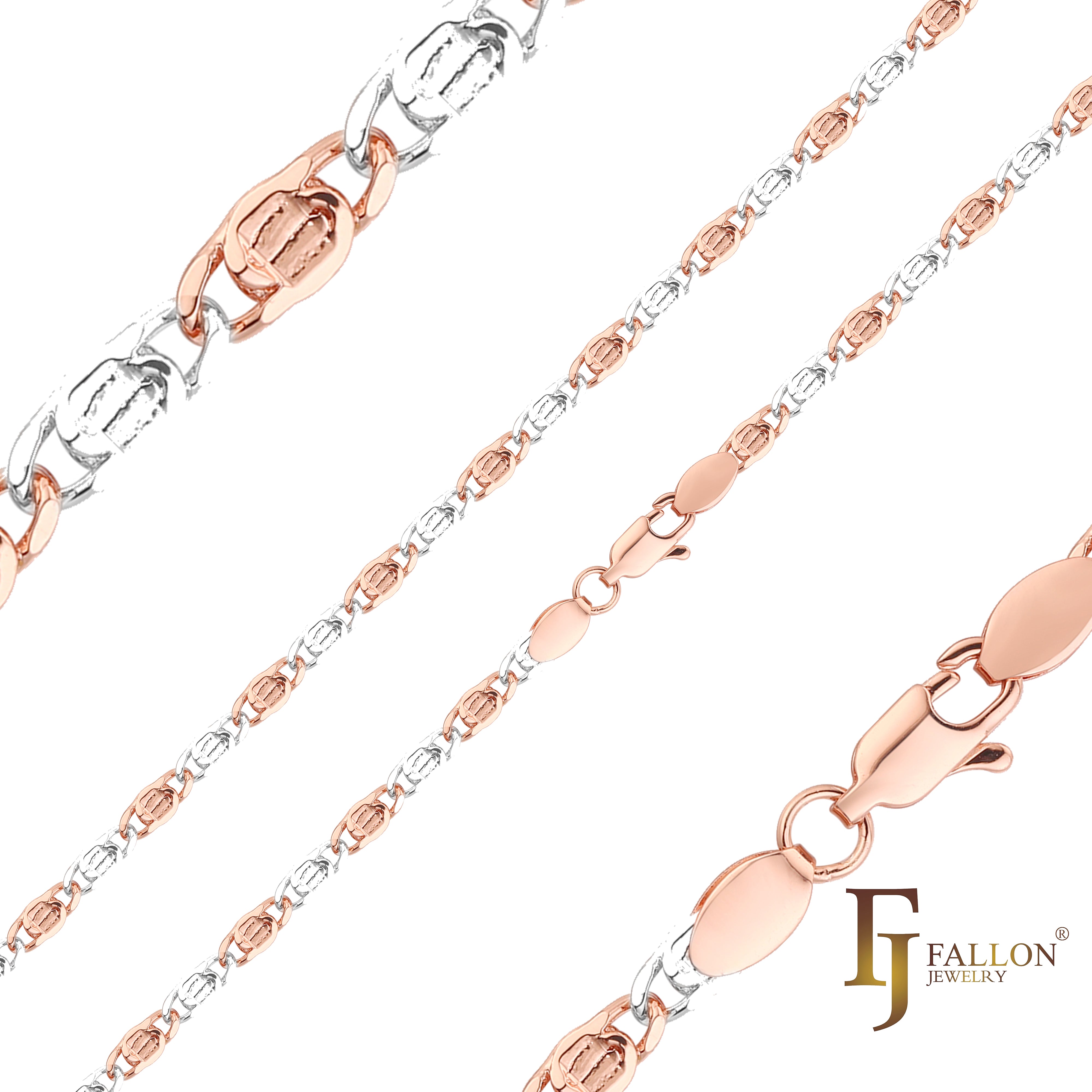 Flatten Snail link chains plated in Rose Gold, two tone [Special]